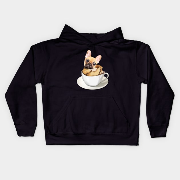 French bulldog donuts and coffee cup Kids Hoodie by Collagedream